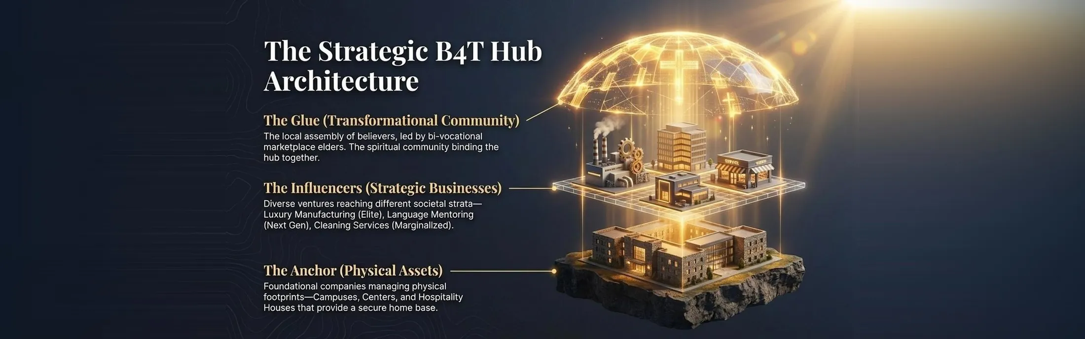 The Strategic B4T Hub Architecture: the glue, the influencers and the anchor
